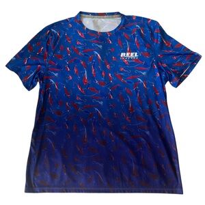 Reel Legends Linnea Szymanski Short Sleeve Blue Red Fish Shirt
